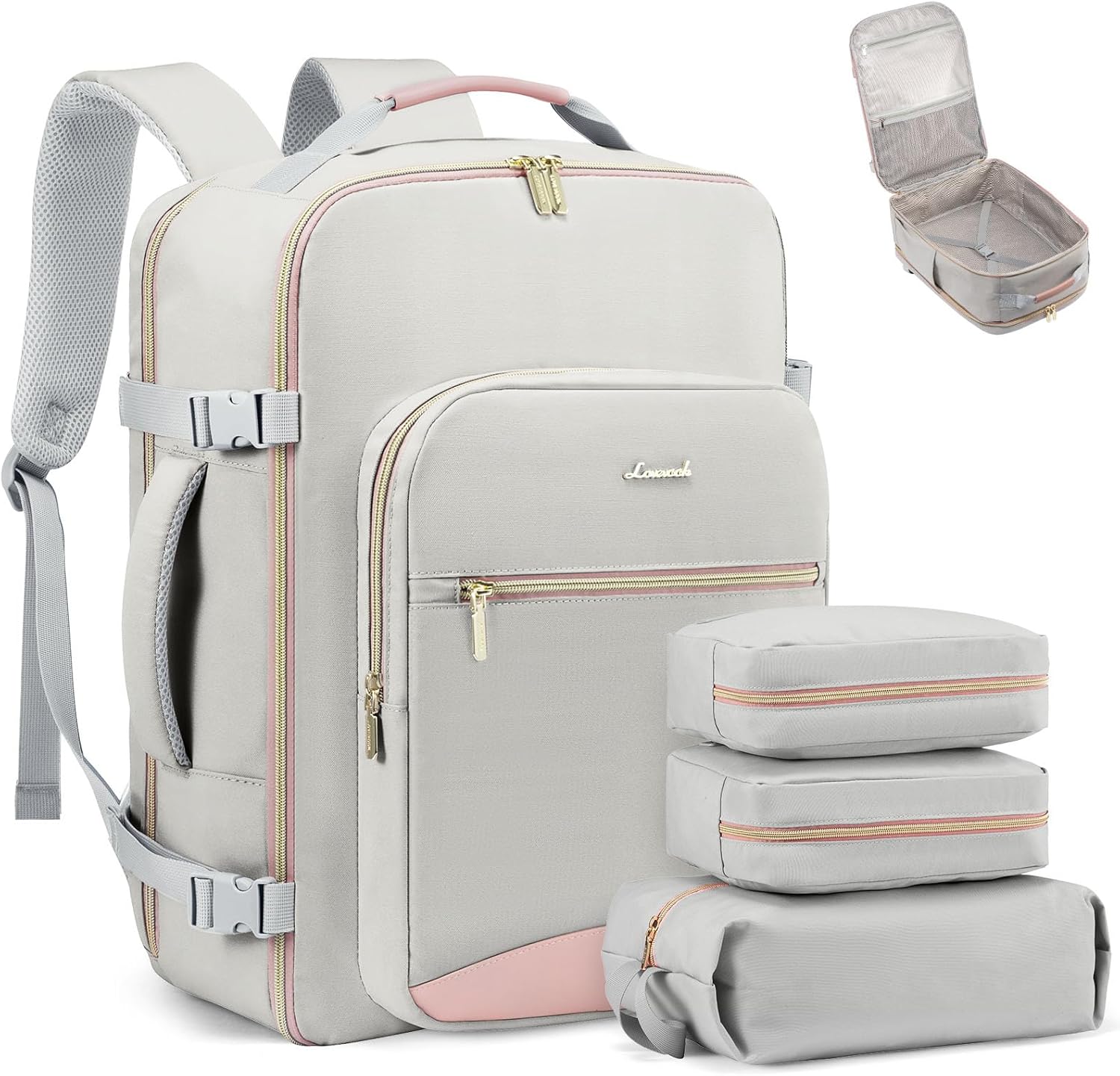 LOVEVOOK 40L Travel Backpack Airline Approved with Packing Cubes